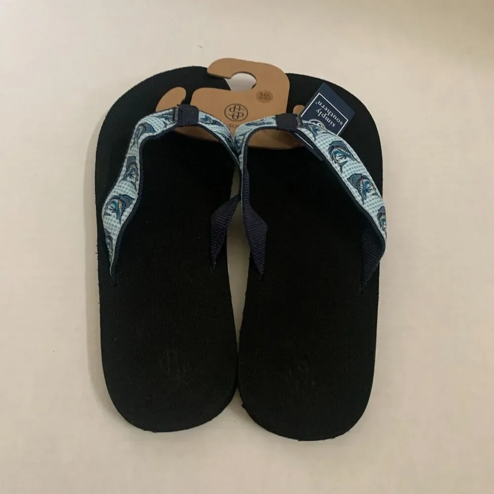 Simply Southern Men's Size 2XL 12/13.5 Marlin Print Flip Flops Thong Sandals New